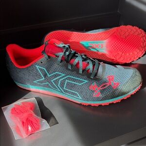 Under Armour Men’s XC Sneakers - Black and Red with Teal Accents